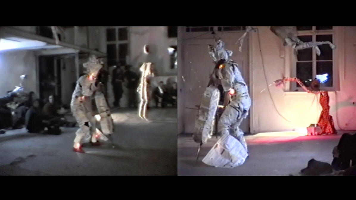 Mo Diener, Damenball, 1989, Performance mit Cello, Videostill © Mo Diener