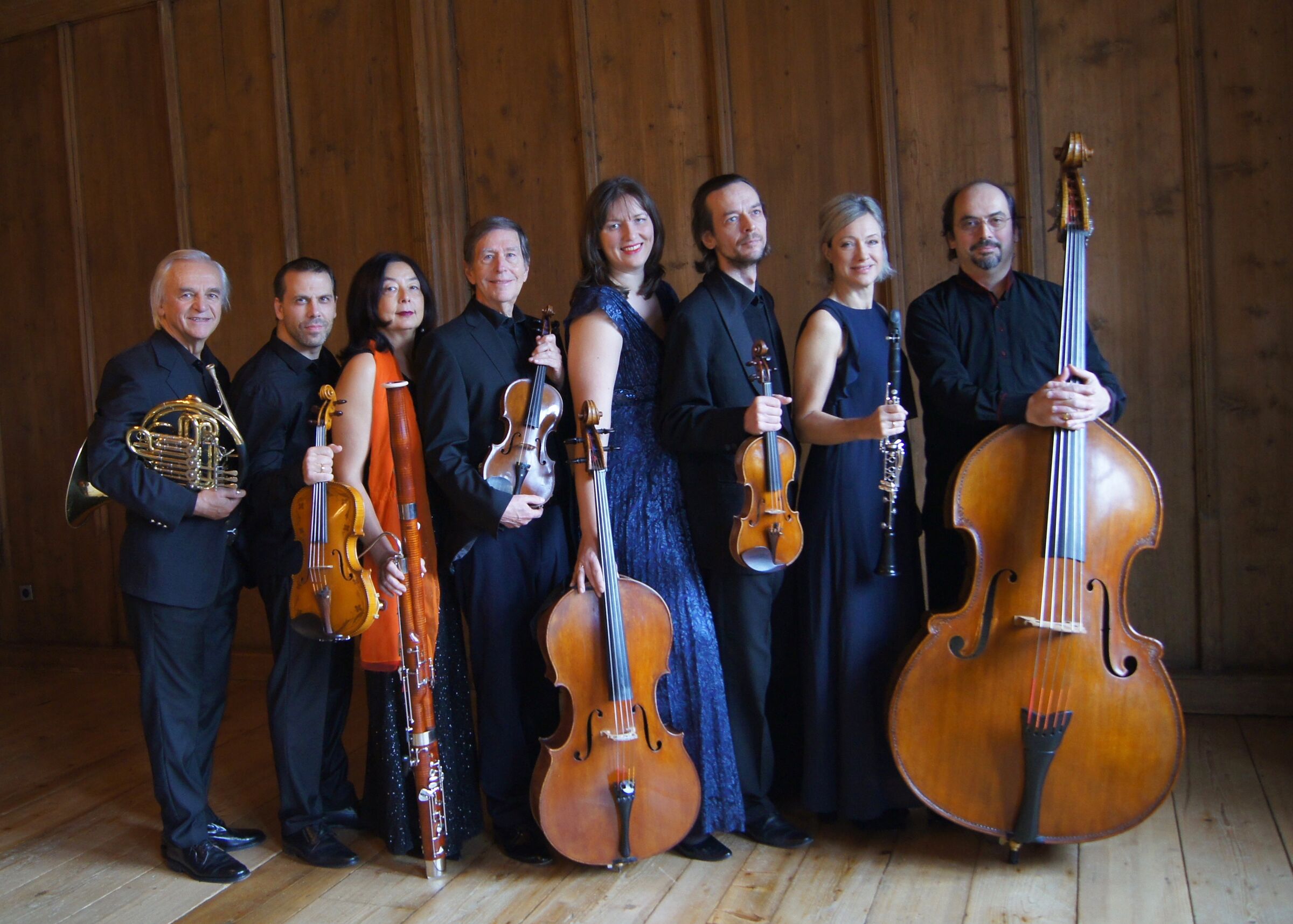 Das Ensemble Fiacorda mit Robert Zimansky, Violine | Mateusz Szczepkowski, Violine | Lea Boesch, Viola | Gunta Abele, Cello | Petru Iuga, Kontrabass | Marie-Thérèse Yan, Fagott | Henryk Kalinski, Horn