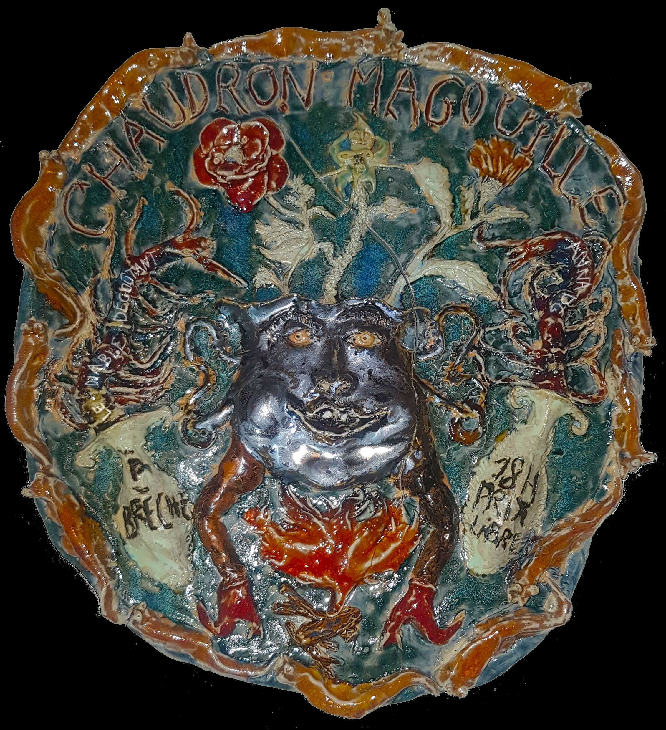 Pauline Marx, Detail des Konzertplakats für Le diable dégoûtant, 2024, Keramik glasiert